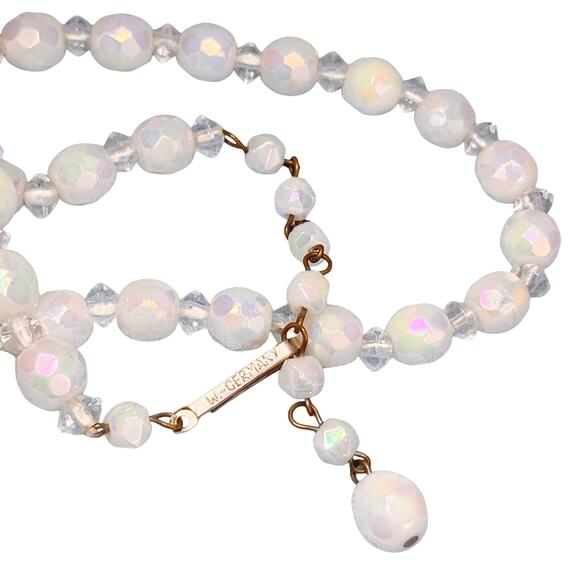 Vintage 1950s West Germany AB Glass Bead Necklace Mid Century 16" Elegant Choker - Picture 11 of 12